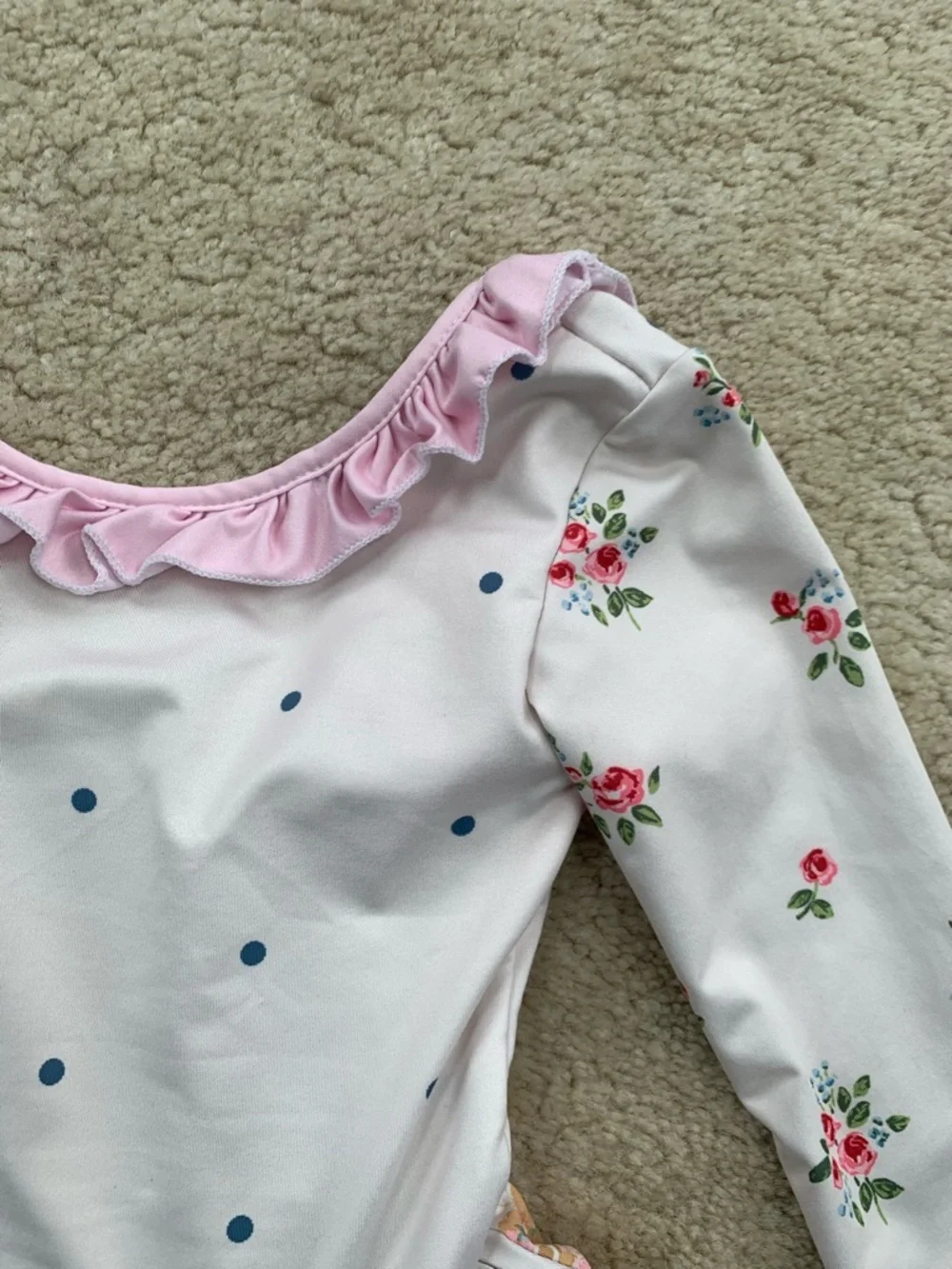 SweetHoney Size 2T White Floral Ruffle One Piece Skirted Leotard